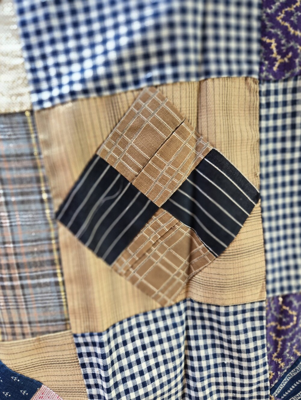 Vintage Patchwork Skirt in Navy and Cream + White Gap Cotton Blouse Extra Small - Picture 4 of 14